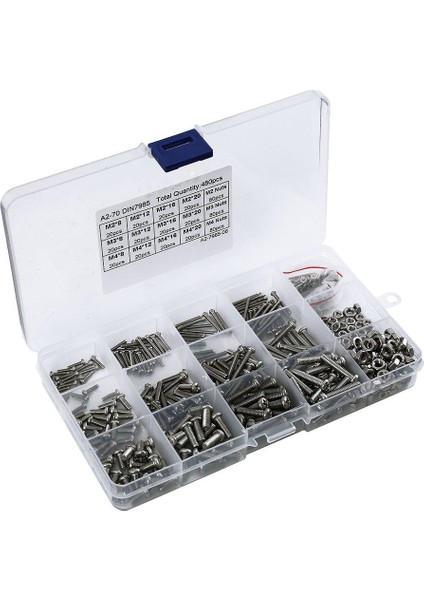 480 Adet/takım M2 M2.5 M3 DIN7985 GB818 Çelik Çapraz Gömme Tava Başlı Vidalar Phillips Vidalar Çeşitler Kiti HW028 (Yurt Dışından)