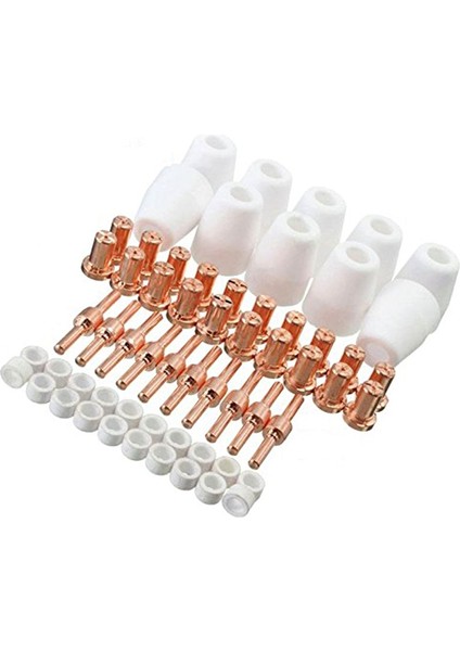 60 Adet/takım Seramik + Kırmızı Bakır Hava Plazma Kesme Kesici Sarf Malzemeleri Genişletilmiş Ucu Nozulları Elektrot PT31 LG40 Torch CUT-50D (Yurt Dışından)