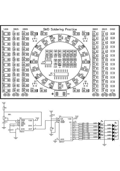 Dönen LED Smd NE555 Lehimleme Uygulama Kurulu Dıy Kiti Fanny Beceri Eğitimi Dıy Kiti Elektronik Pcb Devre Kartı Modülü Takım Elbise (Yurt Dışından) indirimleri