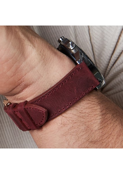 Huawei Watch Gt Gt2 E GT2E GT2PRO Gt3 Gt3 Pro Huawei Watch 4 Pro Ultimate Deri Kordon Kayış 46 22MM Bordo