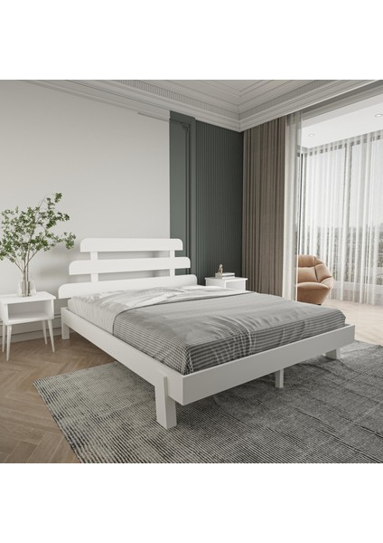 Lotus x New Firuze Model Beyaz Renk Ahşap Karyola fiyatları