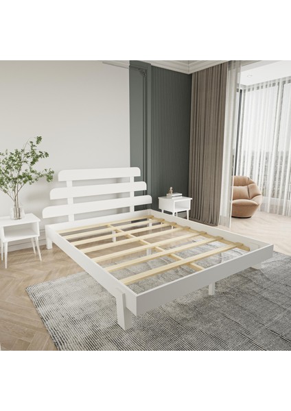 Lotus x New Firuze Model Beyaz Renk Ahşap Karyola modelleri
