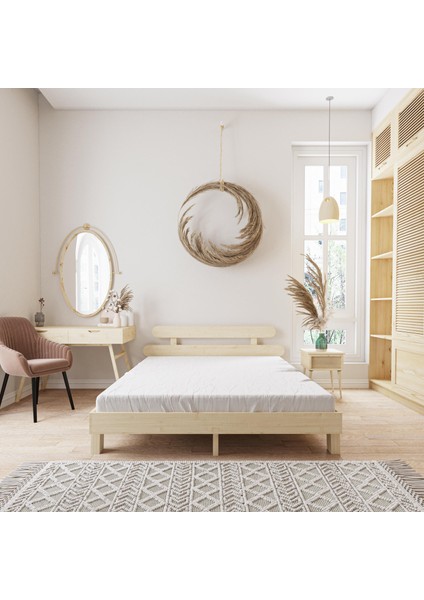 Damla Model Doğal Çam Ahşap Karyola