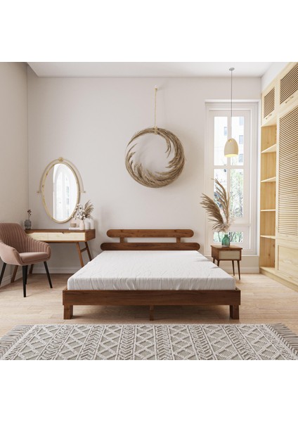 Damla Model Ceviz Renk Çam Ahşap Karyola