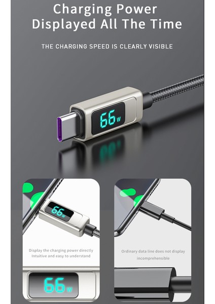 iPhone Uyumlu PD20W Hasır Kablo Type-C To Lightning Digital LED Ekranlı Data Kablo 1.2 Metre LS20CL