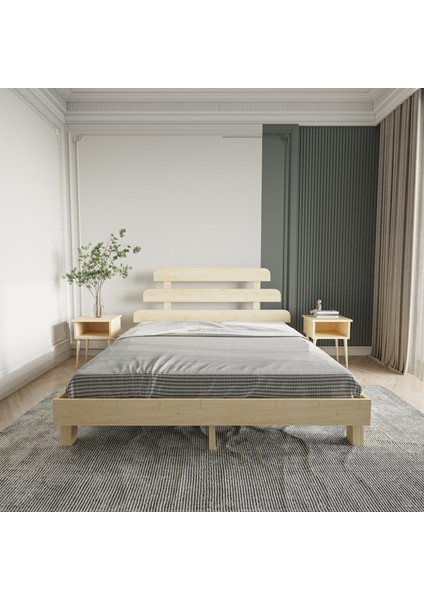 Lotus x New Firuze Model Doğal Çam Ahşap Karyola
