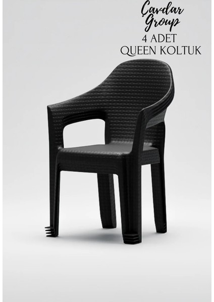 4'lü Queen Rattan Desenli Koltuk Bahçe Koltuğu Balkon Bahçe Teras Sandalye