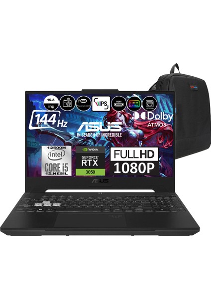 Tuf Gaming F15 FX507ZC4 Intel Core I5 12500H 64GB 512GB SSD 4GB-RTX3050 15.6" Fhd 144Hz Windows 11 Pro Taşınabilir Bilgisayar HN205P07+ Weblegelsin Çanta