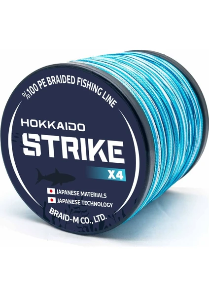 Hokkaido Strike Blue Camo-Mavi Kamuflaj 4 Katlı 0.10.-Mm 1000.-METRE 8.7.-Kg Çeker,ip,örgü,ipek Misina