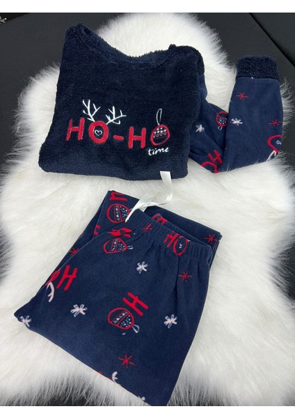 Land Kadın Yeni Yıl Polar Pijama Takım 185 Lacivert