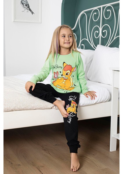 Kız Çocuk Pijama Takım 6027 Açık Yeşil