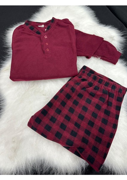 Erkek Kışlık Polar Pijama Takım 35000 Bordo