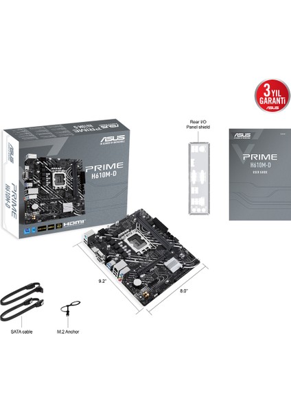 Prıme H610M-D Intel H610 Lga1700 Ddr5 5600 Hdmı Vga M2 Usb3.2 Com Matx (Prıme H610M-D) Anakart