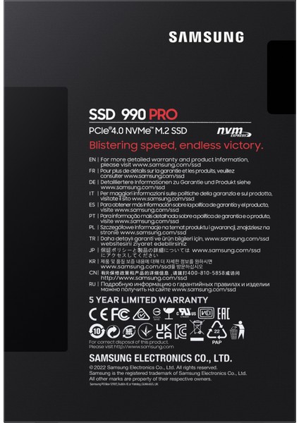 990 Pro 4TB 7450-6900MB SSD