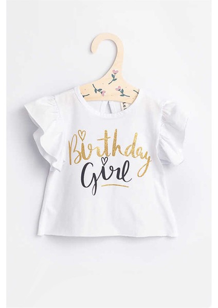 Kısa Kollu Birthday Girl Kız Çocuk Tişört