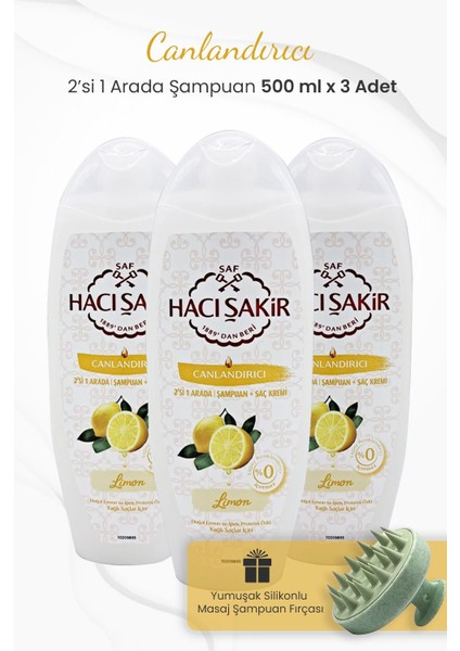 Limon 2si 1 Arada Şampuan 500 Ml X 3 Adet Ve Şampuan Fırçası Yeşil