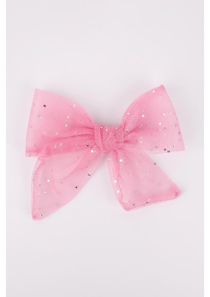 Pembe Simli Tül Fiyonk Kız Çocuk Klips Toka