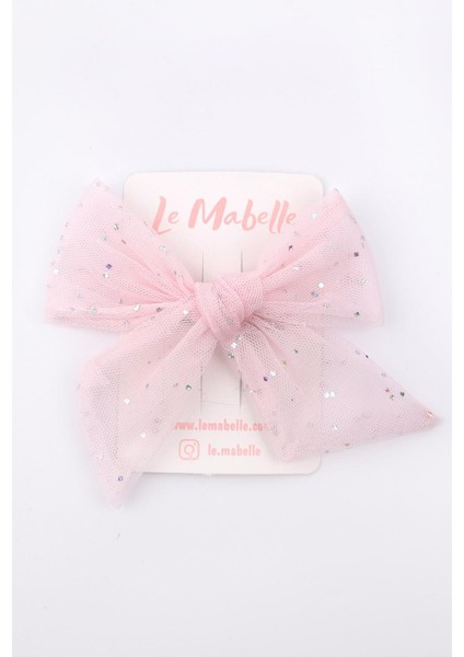 Pudra Simli Tül Fiyonk Kız Çocuk Klips Toka