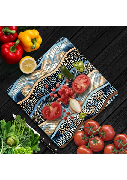 Cam Kesme Tahtası Kare Mozaik Çini Desenli 30X30 cm fiyatları
