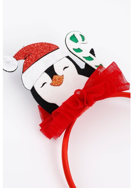 Kırmızı Tüllü Penguen Figürlü Kız Çocuk Taç