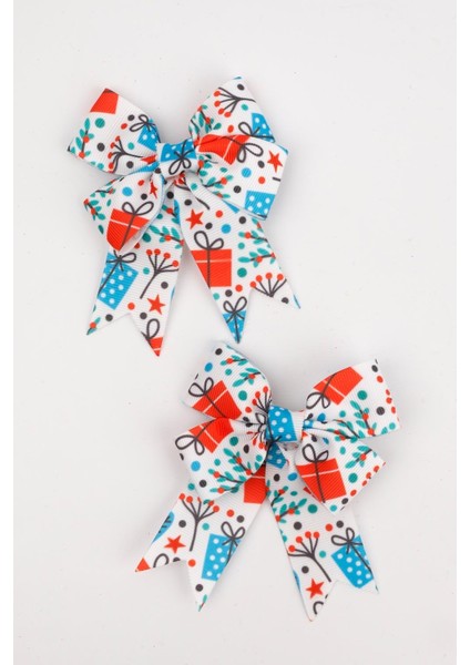 Beyaz Hediye Paketi Baskılı 2'li Kız Çocuk Fiyonk Klips Toka fiyatları