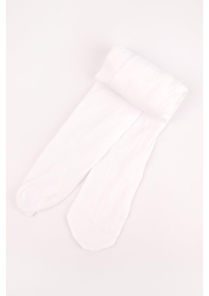 Beyaz Kız Çocuk Muz Külotlu Çorap