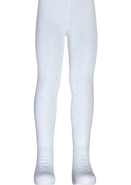 Ekru Simli Puanlı Kız Çocuk Muz Çorap modelleri