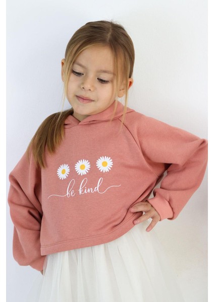 Kiremit Papatya Desenli Kapüşonlu Sweat Elbise Takım - Fleur fiyatları