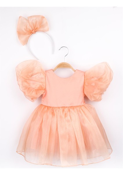 Somon Taçlı Organze Kız Çocuk Parti Elbisesi - Carlene modelleri