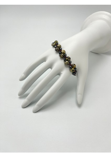 6mm Ipli Dalmaçyalı Jasper Ayarlanabilir Ölçü Doğal Taş Bileklik fırsatları