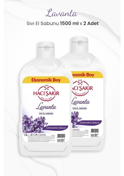 Hacı Şakir Lavanta Dinlendirici Bakım Sıvı El Sabunu 1500 ml x 2 Adet