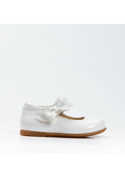 Doria Kız Bebek Soft Tabanlı Beyaz Rugan Babet AB1001