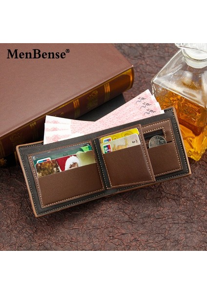 Kısa Erkek Cüzdan Patchwork Küçük Pu Üç Kat Adam Portafoglio Uomo Erkek Cüzdan Deri Hakiki Portemonnee Carteira Masculina (Yurt Dışından) fırsatları