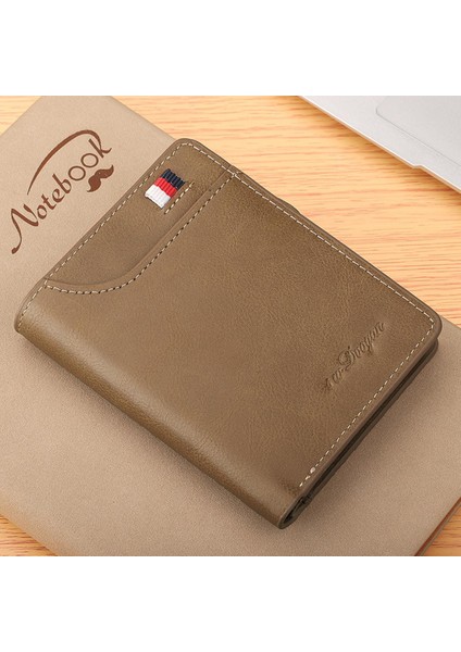 2022 Yeni Erkek Kısa Cüzdan Kore Versiyonu Retro Rahat Fermuar Bozuk Para Cüzdanı Çoklu Kart Üç Katlı Cüzdan (Yurt Dışından)