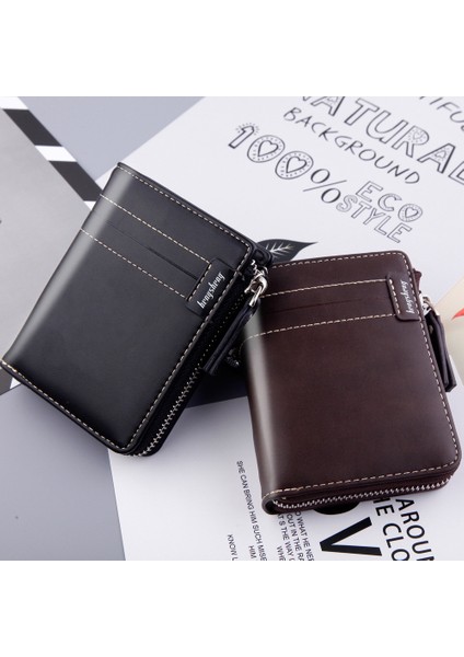 Erkek Cüzdan Kısa Cüzdan Erkek Fermuar Dolar Klip Retro Erkek Cüzdan Ehliyet Yağ Balmumu Deri (Yurt Dışından) fırsatları