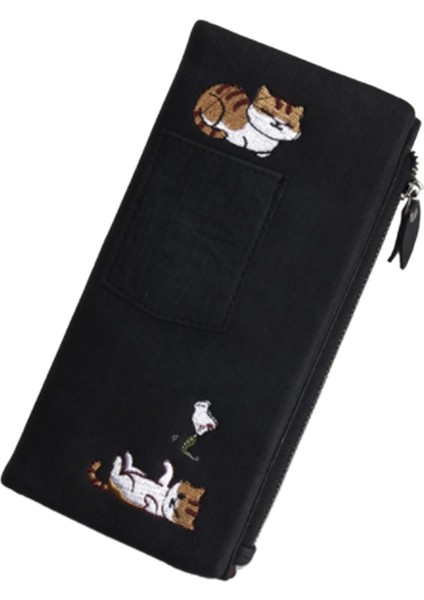 Sevimli Kedi Kot Tarzı Kadın Cüzdan Uzun Fermuar Kız Yüksek Dereceli Pu Deri Telefon Kılıfı Kadın Kartlıklı Cüzdan Siyah (Yurt Dışından) fiyatları