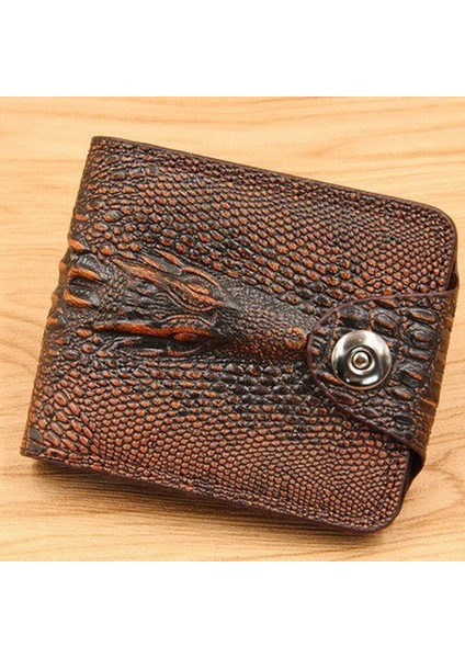 Erkek Cüzdan Deri Hakiki Kısa Çanta Billetera Hombre Vintage Stil Cartera Hombre Timsah Iş Bifold Çanta Tasarımcısı (Yurt Dışından)