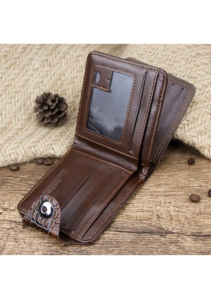 Erkek Cüzdan Deri Hakiki Kısa Çanta Billetera Hombre Vintage Stil Cartera Hombre Timsah Iş Bifold Çanta Tasarımcısı (Yurt Dışından)
