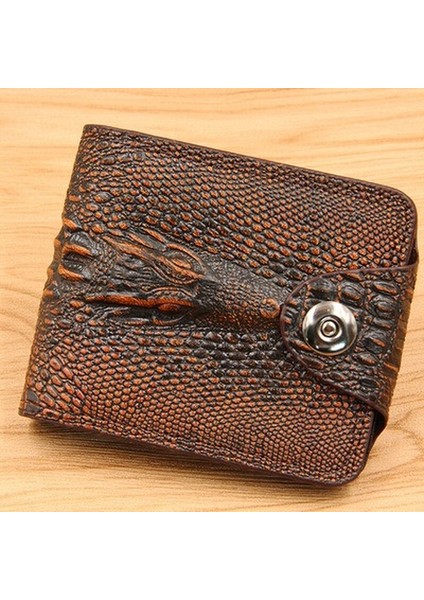 Erkek Cüzdan Deri Hakiki Kısa Çanta Billetera Hombre Vintage Stil Cartera Hombre Timsah Iş Bifold Çanta Tasarımcısı (Yurt Dışından)