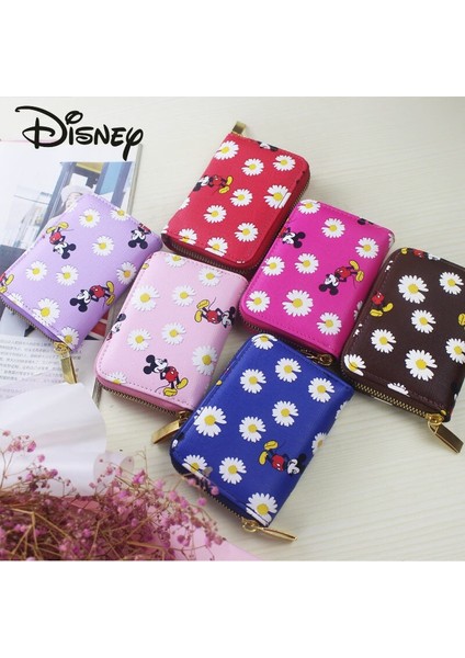 Disney Karikatür Mickey Anti-Manyetiklik Giderme Kart Tutucu Pu Fermuar Büyük Kapasiteli Moda Lüks Bayan Cüzdan Kısa Kız Bozuk Para Cüzdanı (Yurt Dışından)