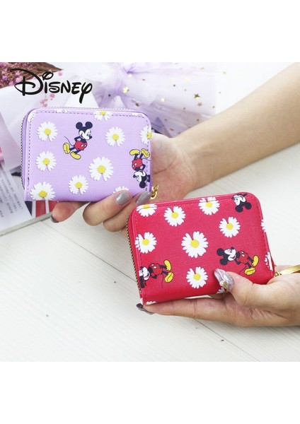 Disney Karikatür Mickey Anti-Manyetiklik Giderme Kart Tutucu Pu Fermuar Büyük Kapasiteli Moda Lüks Bayan Cüzdan Kısa Kız Bozuk Para Cüzdanı (Yurt Dışından)