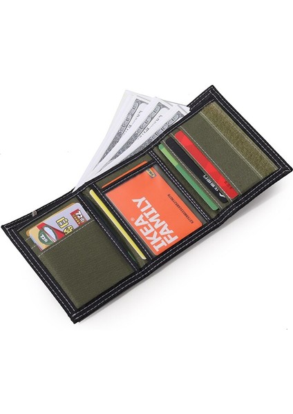 Gençler Tuval Kısa Cüzdan Para Cepli Velcro Kımlık Kredi Kartı Tutucu Erkek Öğrenci Fermuar Üç Katlı Çanta Carteira Erkekler Için (Yurt Dışından) modelleri