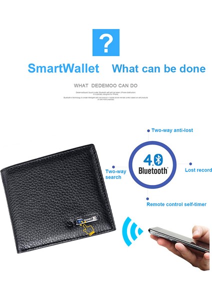 Bluetooth Smart Erkek Kısa Cüzdan Erkek Sığır Derisi Deri Cüzdan (Yurt Dışından)