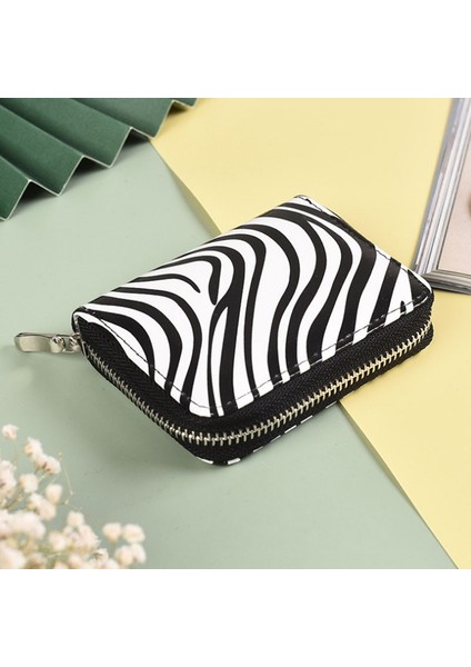 Zebra Baskı Çanta Cüzdan Kadın Deri Kısa Cüzdan Moda Sevimli Kredi Kartı Bozuk Para Çantaları Para Kesesi Mini Cüzdan (Yurt Dışından)