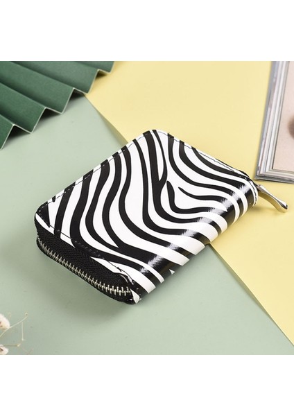 Zebra Baskı Çanta Cüzdan Kadın Deri Kısa Cüzdan Moda Sevimli Kredi Kartı Bozuk Para Çantaları Para Kesesi Mini Cüzdan (Yurt Dışından)
