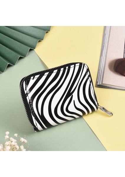Zebra Baskı Çanta Cüzdan Kadın Deri Kısa Cüzdan Moda Sevimli Kredi Kartı Bozuk Para Çantaları Para Kesesi Mini Cüzdan (Yurt Dışından)