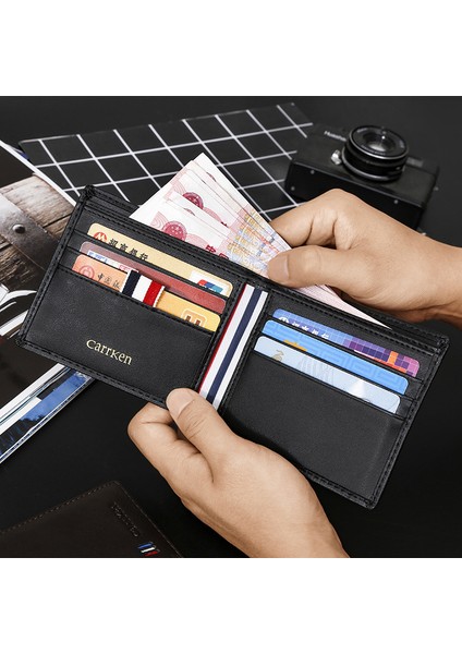 2022 Yeni Cüzdan Erkek Kısa Kore Versiyonu Basit Kişilik Gençlik Cüzdan Ultra Ince Öğrenci Çoklu Kart Cüzdan (Yurt Dışından) modelleri