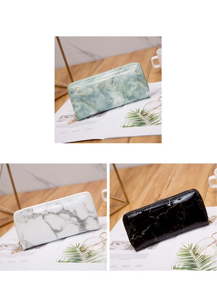 Kadın Moda Uzun Fermuar Mermer Cüzdan Çanta Debriyaj Anahtar Kart Telefon Para Çantası (Yurt Dışından) modelleri