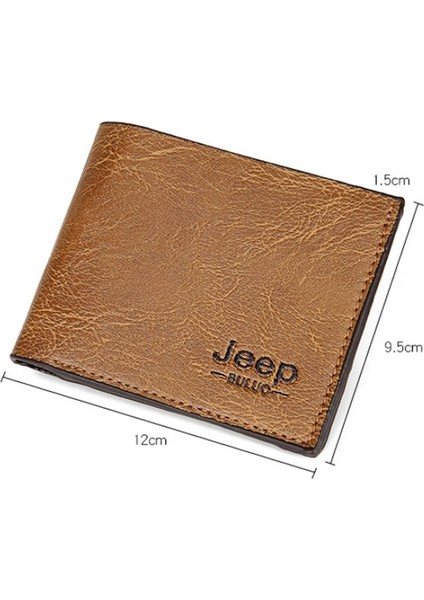 Erkek Cüzdan Düz Renk Retro Cüzdan Ol Kısa Debriyaj Çanta Pu Deri Kartvizitlik Sikke Çanta Para Klip Jeep Mektup ile (Yurt Dışından)