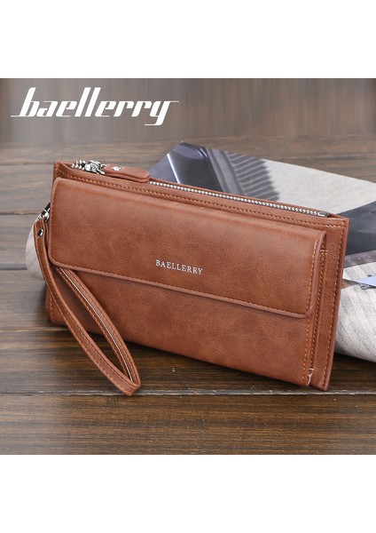 Baellerry Erkekler Uzun Cüzdan Yumuşak Deri Çok Fonksiyonlu Cep Telefon Cebi Fermuarlı Kart Tutucu Bozuk Para Cüzdanı Carteira Masculina (Yurt Dışından)